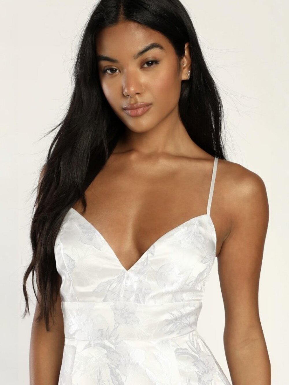 NWT With Passion White Floral Print Jacquard Sleeveless Maxi Dress (size S) - Picture 3 of 9